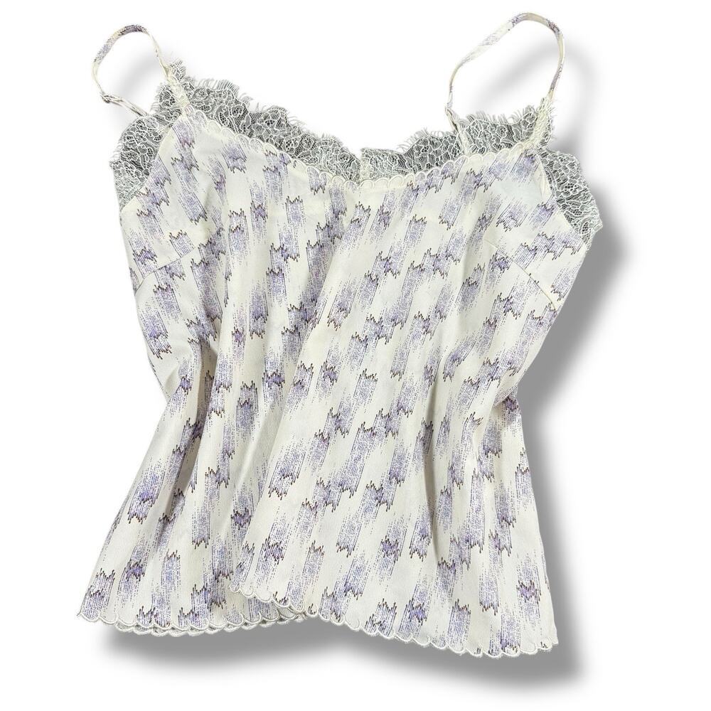 Molly‎ Bracken Lace Tank Top XS Satin Feel Sleeveless Romantic Cottagecore